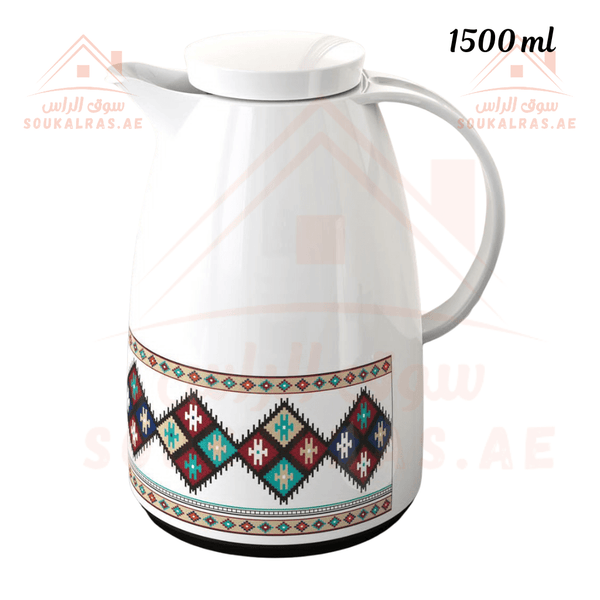 Legend Dallah 1500 ML | Heritage Design | 12 Hours Heat Retention | Pink Glass Interior | Emirates Quality Certified | 3 Years Warranty - Souk Al Ras