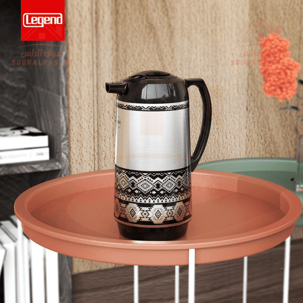 Legend Dallah 1L - Keeps Heat for 12 Hours | Stainless Steel & Pink Glass|3 - Year Warranty|ESMA Certified - Souk Al RasVaccum Flasks - Dallah