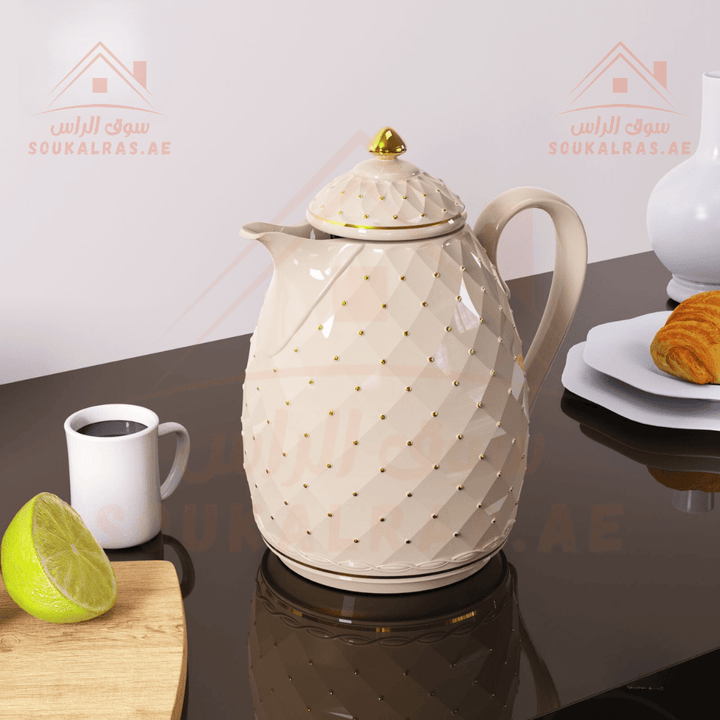 Legend Dallah 1L | Pink Glass | Keeps Heat for 12 Hours | ESMA Certified | High - Quality Arabic Coffee Pot - 3 years warranty - Souk Al RasVaccum Flasks - Dallah