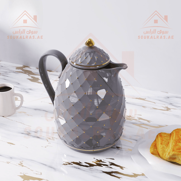 Legend Dallah 1L | Pink Glass | Keeps Heat for 12 Hours | ESMA Certified | High - Quality Arabic Coffee Pot - 3 years warranty - Souk Al RasVaccum Flasks - Dallah