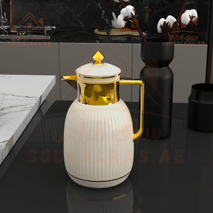 Legend Dallah - 1L | Pink Glass | Keeps Heat for 12 Hours | ESMA Certified | Premium Arabic Coffee Pot| 3 years warranty - Souk Al RasVaccum Flasks - Dallah