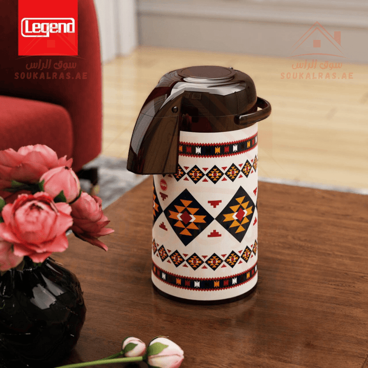 Legend Dallah 3L - Keeps Heat for 12 Hours | Stainless Steel & Pink Glass |3 - Year Warranty|ESMA Certified - Souk Al RasVaccum Flasks - Dallah