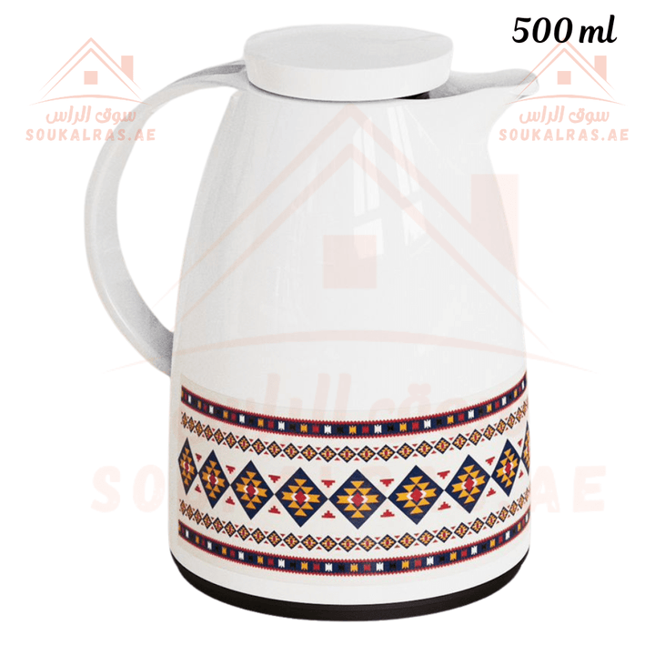 Legend Dallah 500 ML |Arabic Elegance Design | 12 Hours Heat Retention | Pink Glass Interior | Emirates Quality Certified | 3 Years Warranty - Souk Al Ras