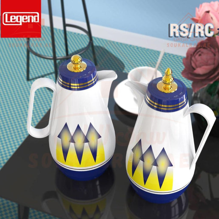 Legend Dallah Set of 2 | Premium 1L Arabic Coffee Pots | Keeps Heat for 12 Hours | ESMA Certified. - Souk Al Ras