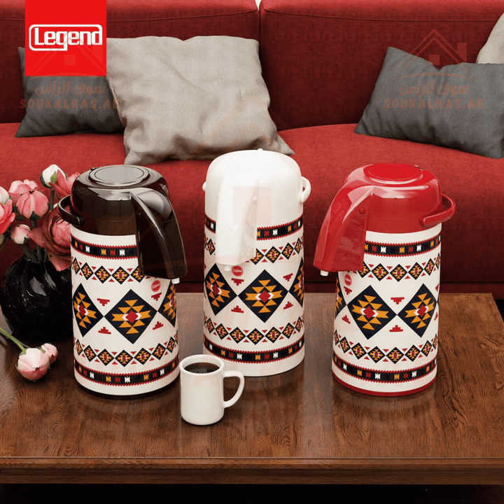 Legend Dallas Collection 3 Vacuum Flasks - Keeps Heat for 12 Hours | Stainless Steel & Pink glass |3 - Year Warranty|ESMA Certified - Souk Al RasVaccum Flasks - Dallah