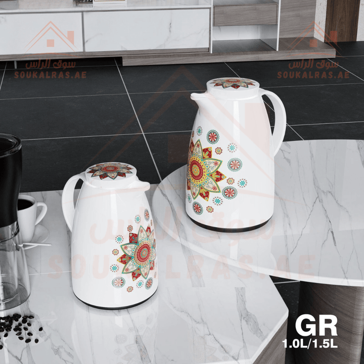 Legend Dallas Collection Set of 2 Vacuum Flasks | Keeps Heat for 12 Hours |3 - Year Warranty | ESMA Certified | Pink Glass 1L&1.5L - Souk Al Ras