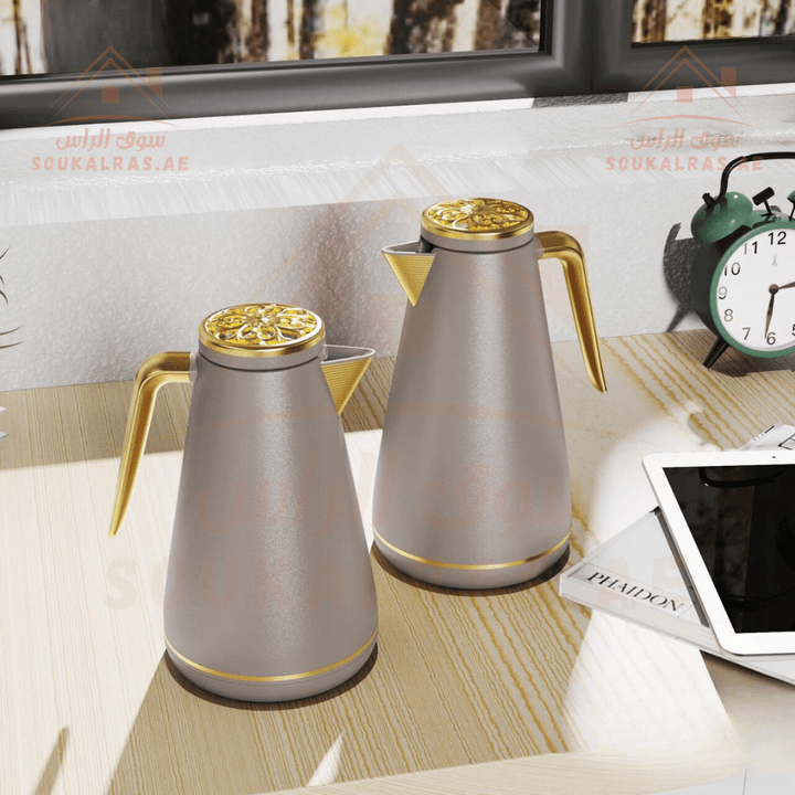 Legend Dallas Set of 2 Vacuum Flasks | 12 Hours Heat Retention | 3 - Year Warranty | ESMA Certified | Pink Glass 0.6L & 1.0L - Souk Al Ras