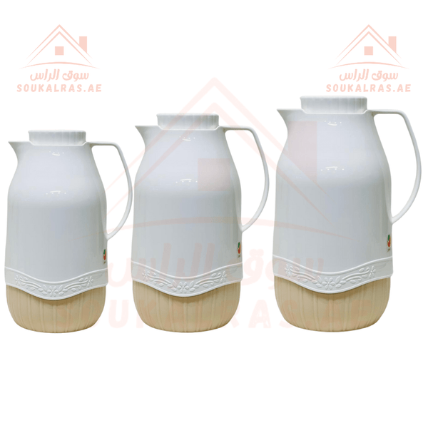 Legend Dallas Set of 3 Dallahs | 12 Hours Heat Retention | Pink Glass |sizes 1.0L, 1.5L, 2.0L | Emirates Quality Certified | 3 Years Warranty - Souk Al RasVaccum Flasks - Dallah