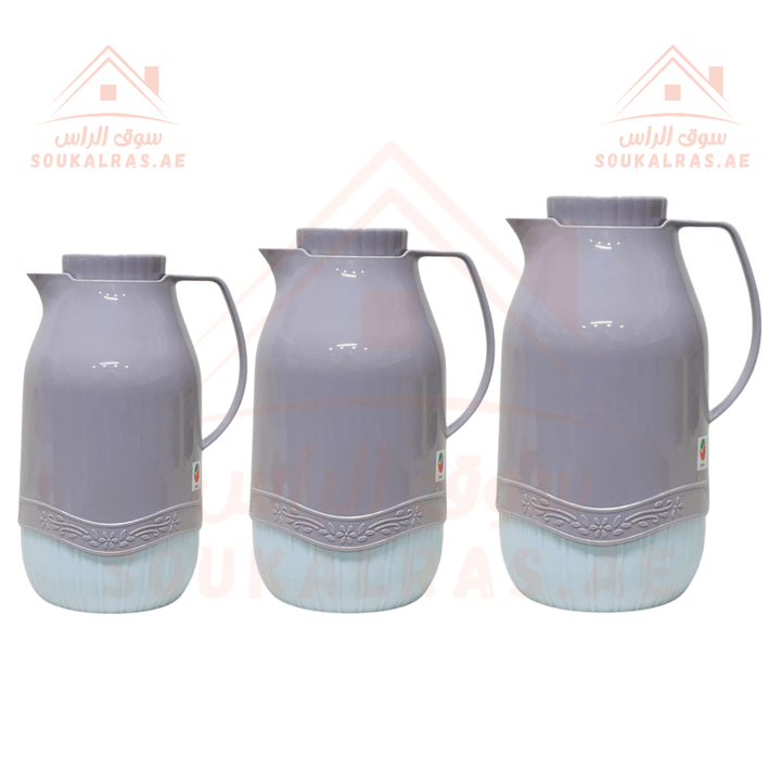 Legend Dallas Set of 3 Dallahs | 12 Hours Heat Retention | Pink Glass |sizes 1.0L, 1.5L, 2.0L | Emirates Quality Certified | 3 Years Warranty - Souk Al RasVaccum Flasks - Dallah