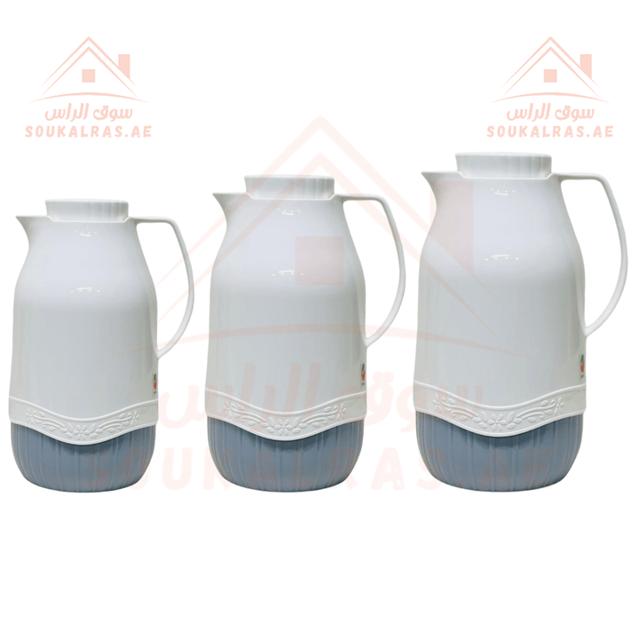 Legend Dallas Set of 3 Dallahs | 12 Hours Heat Retention | Pink Glass |sizes 1.0L, 1.5L, 2.0L | Emirates Quality Certified | 3 Years Warranty - Souk Al RasVaccum Flasks - Dallah