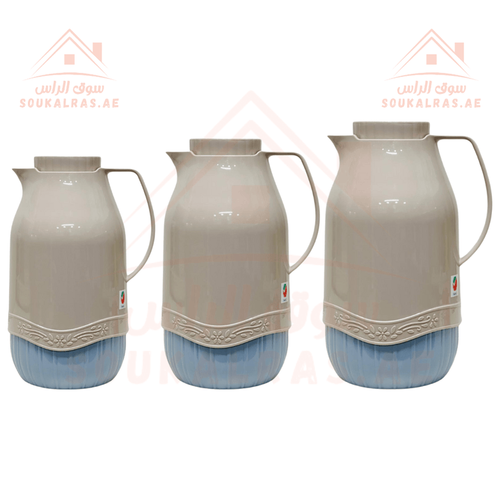 Legend Dallas Set of 3 Dallahs | 12 Hours Heat Retention | Pink Glass |sizes 1.0L, 1.5L, 2.0L | Emirates Quality Certified | 3 Years Warranty - Souk Al RasVaccum Flasks - Dallah