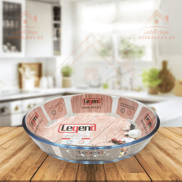 Legend Glass Baking Dish 1.6L | Durable Heat Resistant Baking Tray | Premium Round Oven Dish - Souk Al RasBakeware