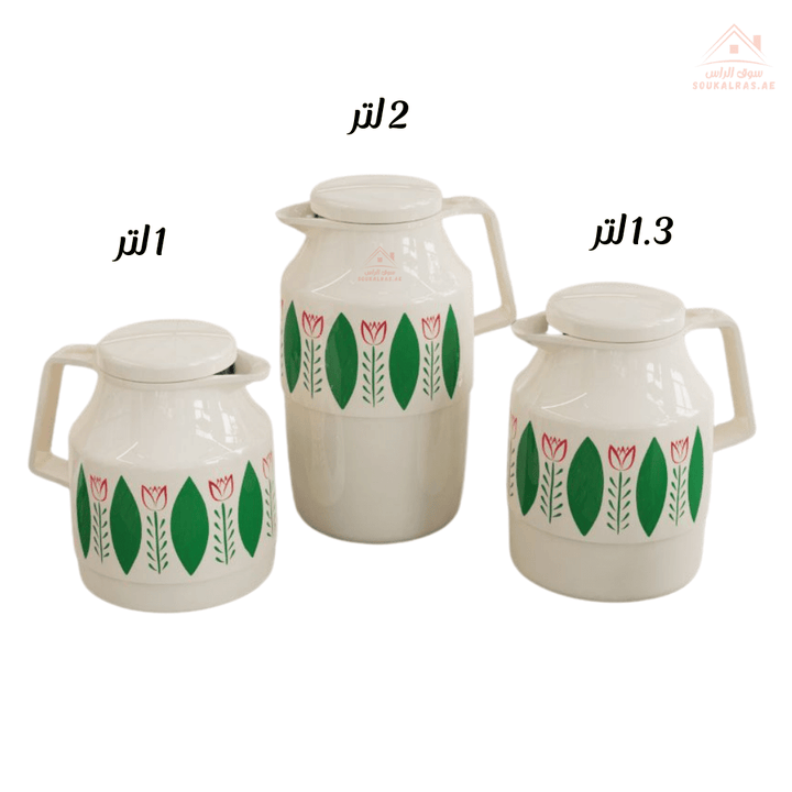 Legend KFA Flask set 1L - 1.3L - 2L | Pink Glass | ESMA Certified | 1 - Year Warranty | Ideal for tea, coffee and juices - Souk Al Ras