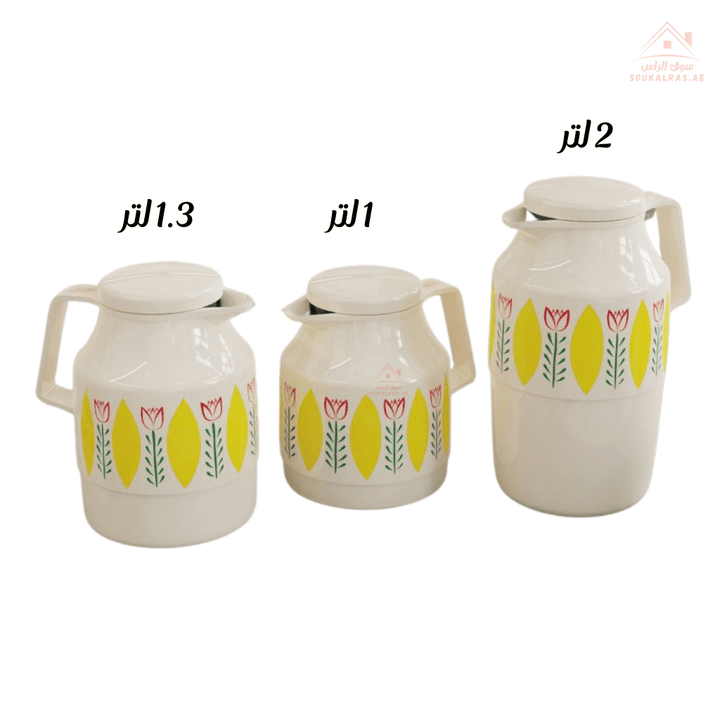 Legend KFA Flask set 1L - 1.3L - 2L | Pink Glass | ESMA Certified | 1 - Year Warranty | Ideal for tea, coffee and juices - Souk Al Ras