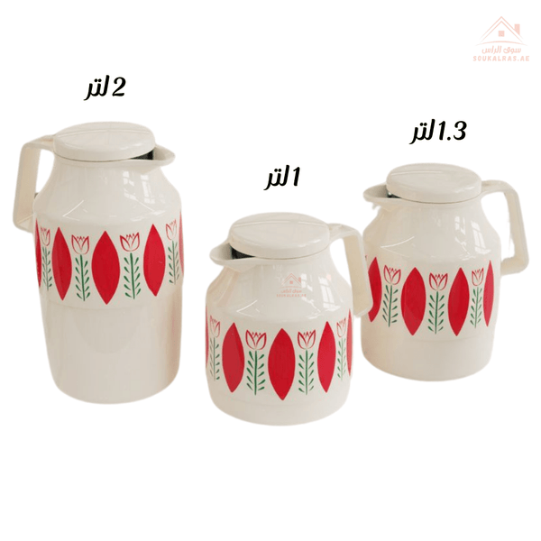 Legend KFA Flask set 1L - 1.3L - 2L | Pink Glass | ESMA Certified | 1 - Year Warranty | Ideal for tea, coffee and juices - Souk Al Ras