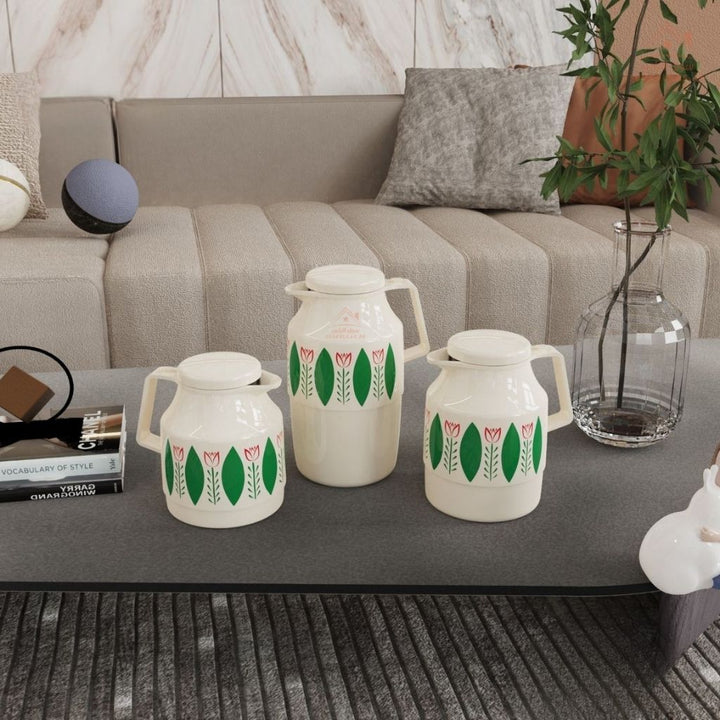 Legend KFA Flask set 1L - 1.3L - 2L | Pink Glass | ESMA Certified | 1 - Year Warranty | Ideal for tea, coffee and juices - Souk Al Ras