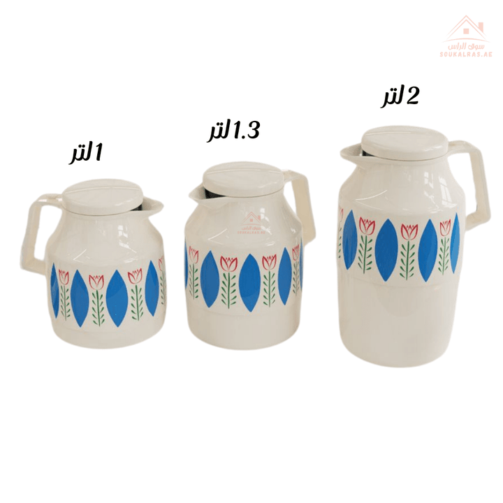 Legend KFA Flask set 1L - 1.3L - 2L | Pink Glass | ESMA Certified | 1 - Year Warranty | Ideal for tea, coffee and juices - Souk Al Ras
