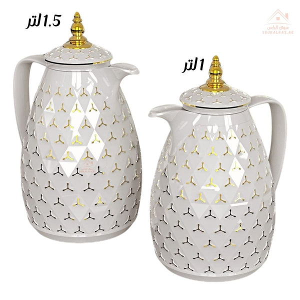 Legend RCB Dallah Set 1.0L & 1.5L with gold touches | ESMA Certified | Pink Glass | 1 - Year Warranty - Souk Al Ras