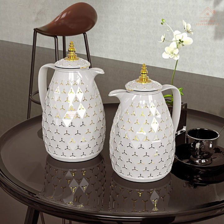 Legend RCB Dallah Set 1.0L & 1.5L with gold touches | ESMA Certified | Pink Glass | 1 - Year Warranty - Souk Al Ras