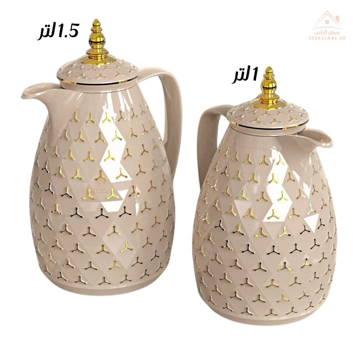 Legend RCB Dallah Set 1.0L & 1.5L with gold touches | ESMA Certified | Pink Glass | 1 - Year Warranty - Souk Al Ras