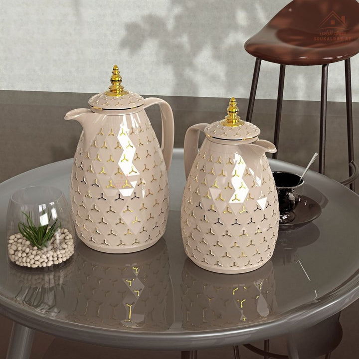 Legend RCB Dallah Set 1.0L & 1.5L with gold touches | ESMA Certified | Pink Glass | 1 - Year Warranty - Souk Al Ras