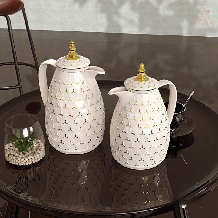 Legend RCB Dallah Set 1.0L & 1.5L with gold touches | ESMA Certified | Pink Glass | 1 - Year Warranty - Souk Al Ras