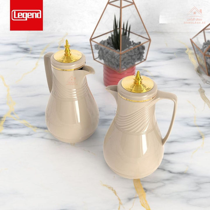 Legend RF 2 - Piece Dallah Set | 1.0L + 1.0L | Elegant Swirl Design | Premium Vacuum Flask for Arabic Coffee & Tea - Souk Al Ras