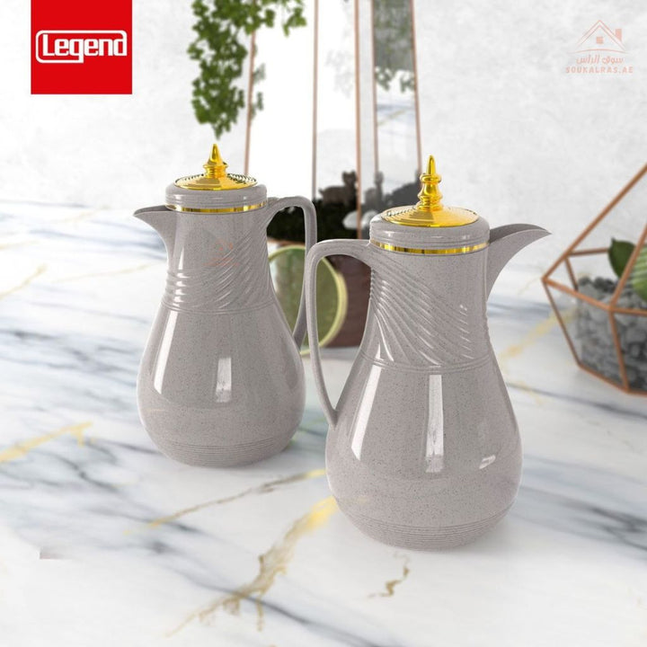 Legend RF 2 - Piece Dallah Set | 1.0L + 1.0L | Elegant Swirl Design | Premium Vacuum Flask for Arabic Coffee & Tea - Souk Al Ras