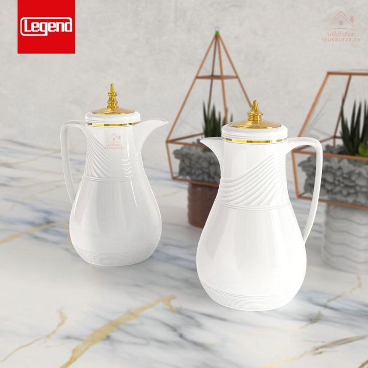 Legend RF 2 - Piece Dallah Set | 1.0L + 1.0L | Elegant Swirl Design | Premium Vacuum Flask for Arabic Coffee & Tea - Souk Al Ras