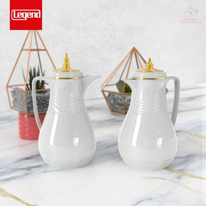 Legend RF 2 - Piece Dallah Set | 1.0L + 1.0L | Elegant Swirl Design | Premium Vacuum Flask for Arabic Coffee & Tea - Souk Al Ras