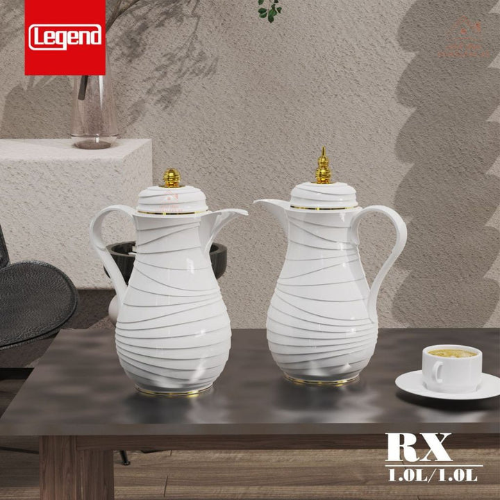 Legend RX 2 - Piece Dallah Set | 1.0L + 1.0L | Elegant Swirl Design | Premium Vacuum Flask for Arabic Coffee & Tea - Souk Al Ras
