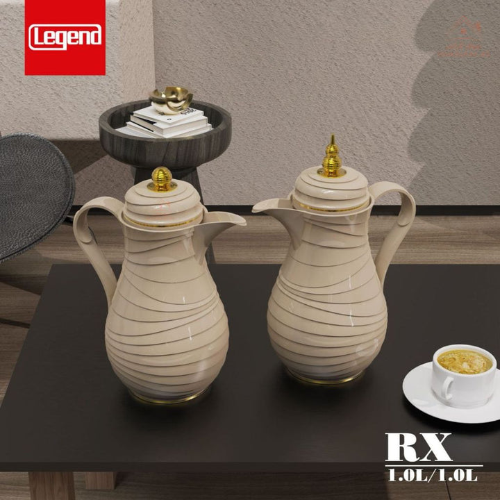 Legend RX 2 - Piece Dallah Set | 1.0L + 1.0L | Elegant Swirl Design | Premium Vacuum Flask for Arabic Coffee & Tea - Souk Al Ras