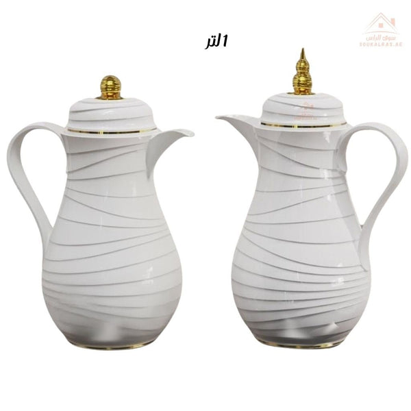 Legend RX 2 - Piece Dallah Set | 1.0L + 1.0L | Elegant Swirl Design | Premium Vacuum Flask for Arabic Coffee & Tea - Souk Al Ras