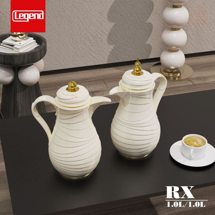 Legend RX 2 - Piece Dallah Set | 1.0L + 1.0L | Elegant Swirl Design | Premium Vacuum Flask for Arabic Coffee & Tea - Souk Al Ras