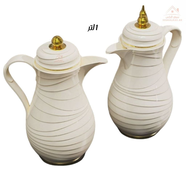 Legend RX 2 - Piece Dallah Set | 1.0L + 1.0L | Elegant Swirl Design | Premium Vacuum Flask for Arabic Coffee & Tea - Souk Al Ras