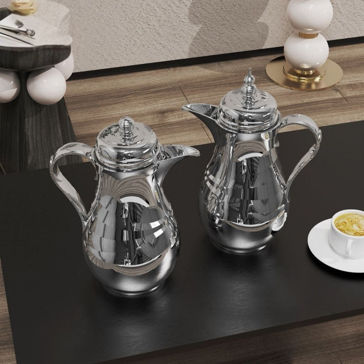 Legend RX Arabic Coffee Dallah Set of 2 capacity 1.0L | ESMA Certified | Pink Glass | 1 - Year Warranty - Souk Al Ras