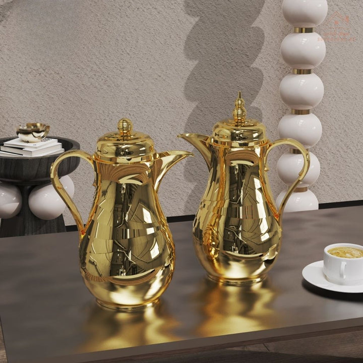 Legend RX Arabic Coffee Dallah Set of 2 capacity 1.0L | ESMA Certified | Pink Glass | 1 - Year Warranty - Souk Al Ras
