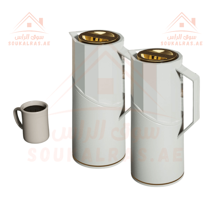 Legend Set of 2 Modern Premium Dallah Insulated Flasks | 1 Liter Each | 3 Years Warranty | Emirates Authority Standardization Certified - Souk Al Ras