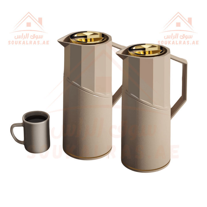 Legend Set of 2 Modern Premium Dallah Insulated Flasks | 1 Liter Each | 3 Years Warranty | Emirates Authority Standardization Certified - Souk Al Ras