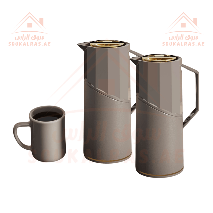 Legend Set of 2 Modern Premium Dallah Insulated Flasks | 1 Liter Each | 3 Years Warranty | Emirates Authority Standardization Certified - Souk Al Ras