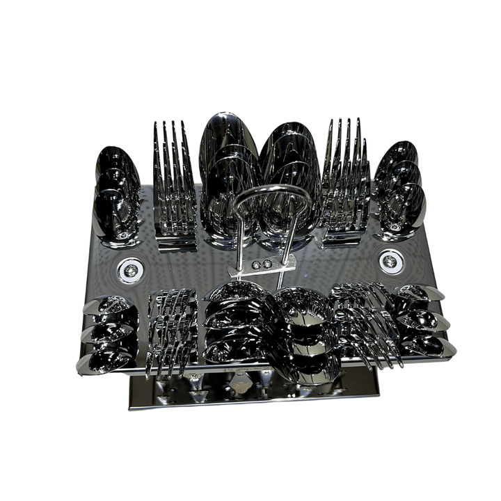 Luxurious 36 - Piece Silver Cutlery Set 3mm Thick - Souk Al RasCutlery & Flatware