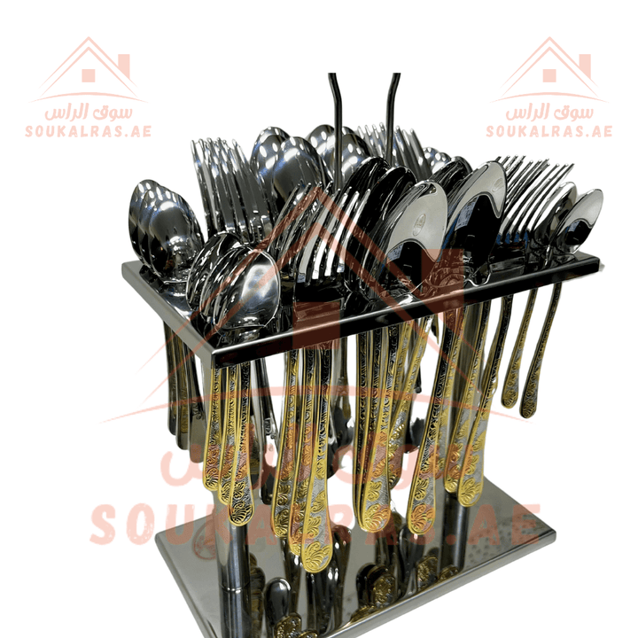 Luxurious 36 - Piece Silver Cutlery Set 3mm Thick - Souk Al RasCutlery & Flatware