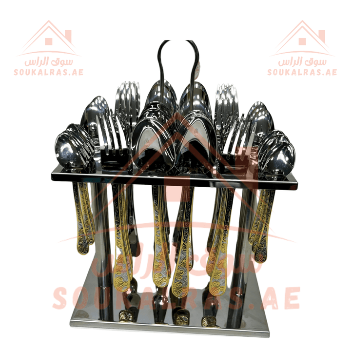 Luxurious 36 - Piece Silver Cutlery Set 3mm Thick - Souk Al RasCutlery & Flatware