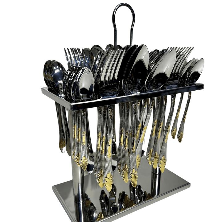 Luxurious 36 - Piece Silver Cutlery Set 3mm Thick - Souk Al RasCutlery & Flatware