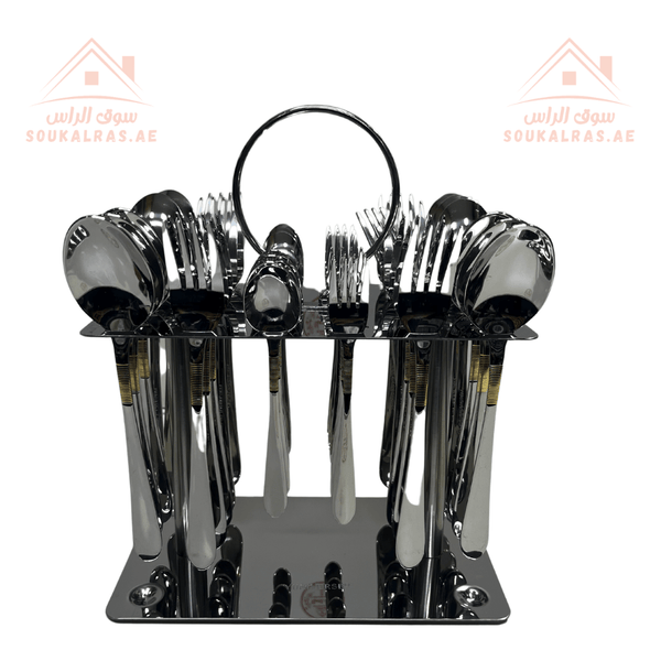 Luxurious 36 - Piece Silver Cutlery Set 3mm Thickness - Souk Al RasCutlery & Flatware