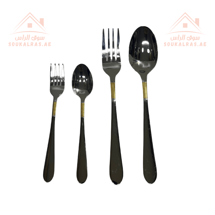 Luxurious 36 - Piece Silver Cutlery Set 3mm Thickness - Souk Al RasCutlery & Flatware