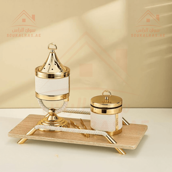 Luxurious Incense Burner Set | Wooden Base Design |Premium Quality - Souk Al Ras