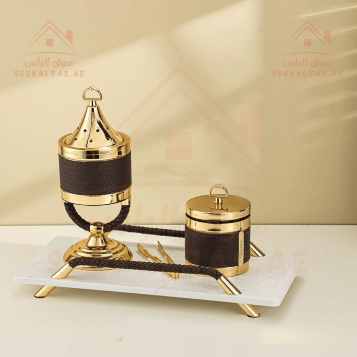 Luxurious Incense Burner Set | Wooden Base Design |Premium Quality - Souk Al Ras