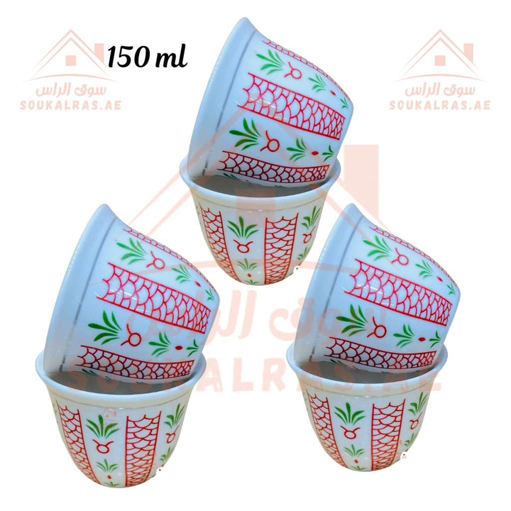 Luxury 12 - Piece Arabic Coffee Cup Set ( 80 ml - 120 ml - 150 ml )and 6 Pieces in 200 ml| Elegant Design | Premium Quality. - Souk Al Ras