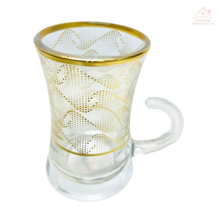 Luxury 12 - Piece Arabic Tea Glass Set with Gold Design | Elegant Istikanah Cups & Saucers - Souk Al Ras